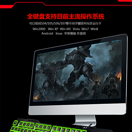 19KEY 分区发光薄膜游戏键盘